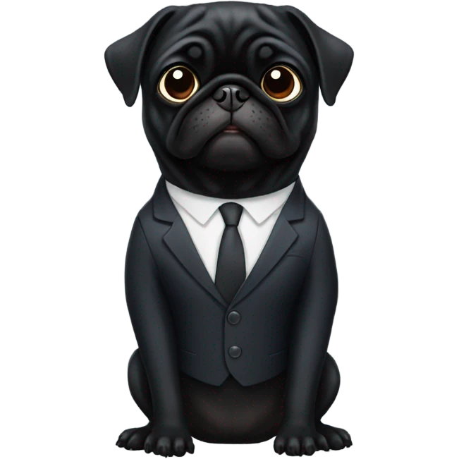 black pug wearing a suit emoji