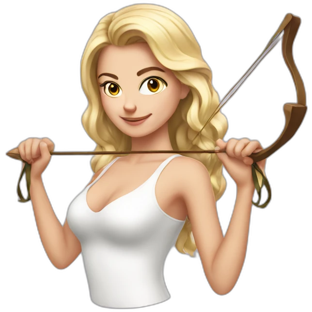 Sexy white girl holding bow emoji