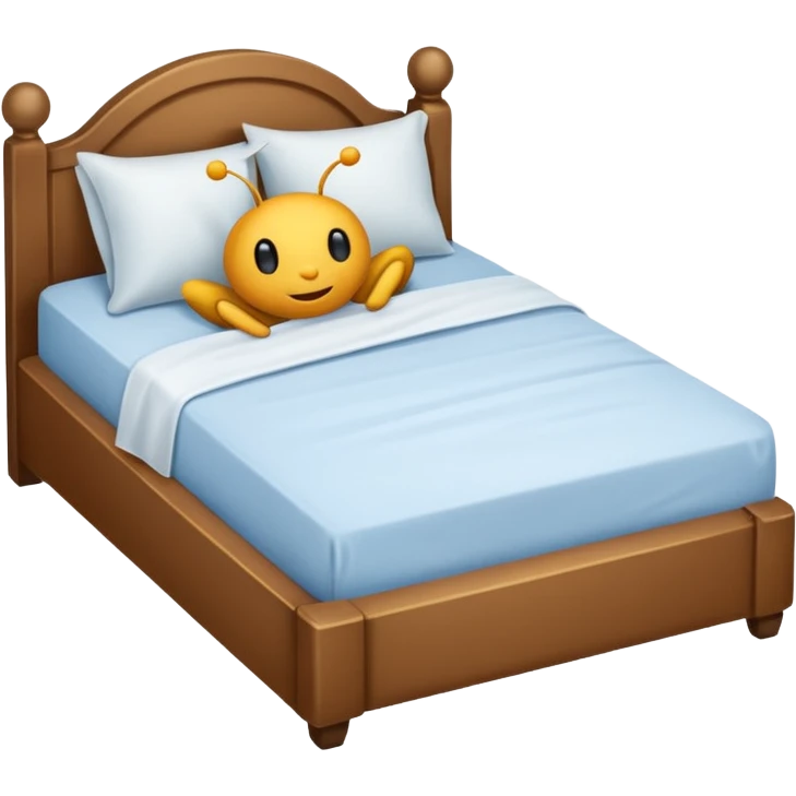 Bug snuggled in bed emoji