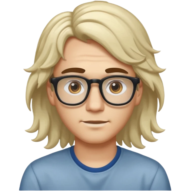 young pc tech guy with long wavy bleached hair, brown eyebrows emoji