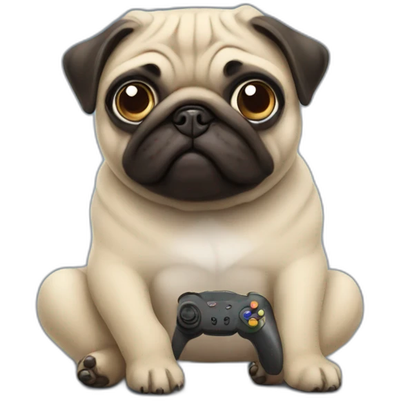 pug playing video games emoji