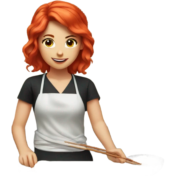 red hair sushi master girl with bandana emoji
