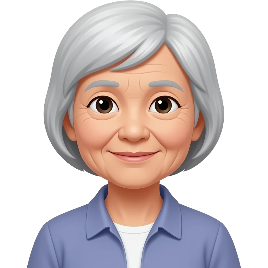 Asian grandma with short white hair emoji