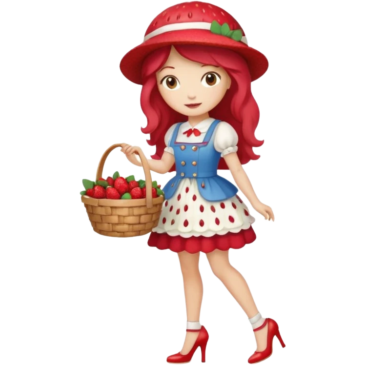 pretty and cute realistic modern day strawberry shortcake full body with high heels emoji emoji