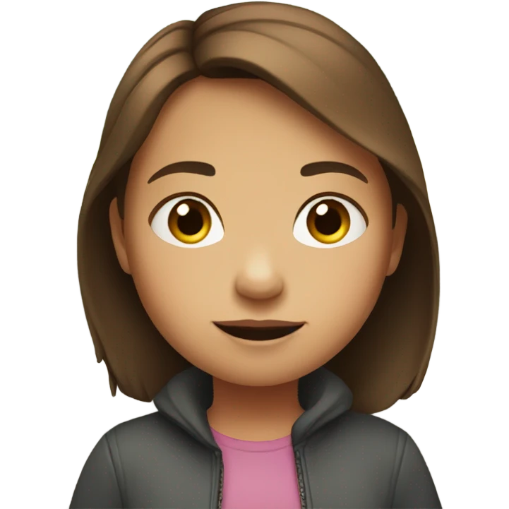 Little brown hair girl standing on a road  emoji