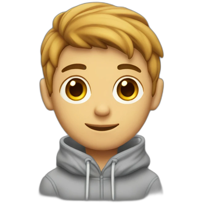 un chico joven, moreno con sudadera emoji