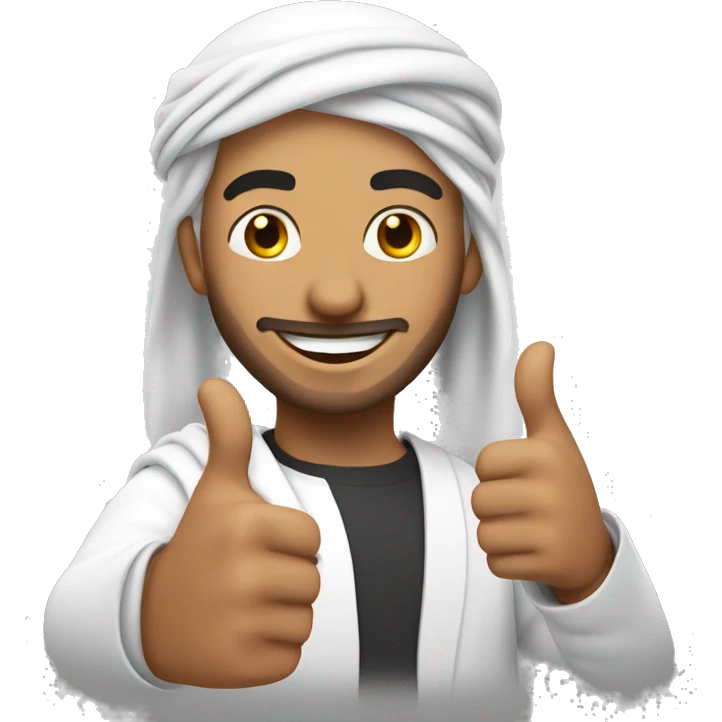 Smiling Arabic man showing thumbs up  emoji