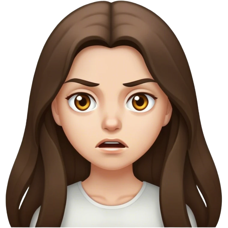  beautiful pale brunette girl with long hair pissed off eyes around emoji