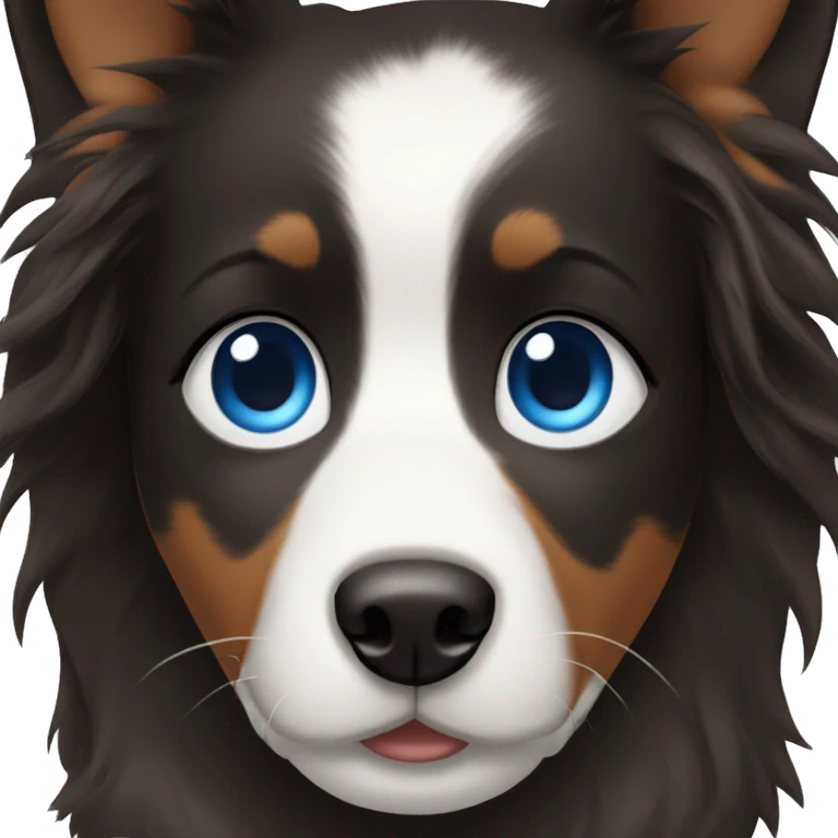 Brunette Girl with blue eyes and Bordercollie emoji