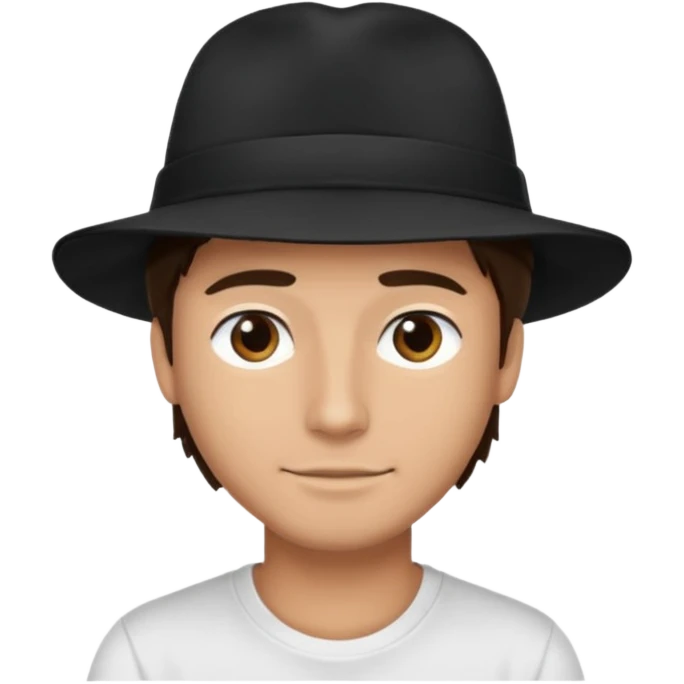 Male brunette movie producer black hat white tshirt  emoji