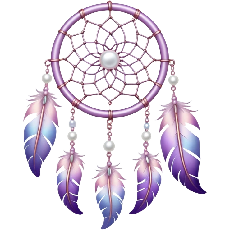 Iridescent Pastel white-pink-Violet-purple lavender dreamcatcher, white bead pearls, silver accents, rose metal  emoji