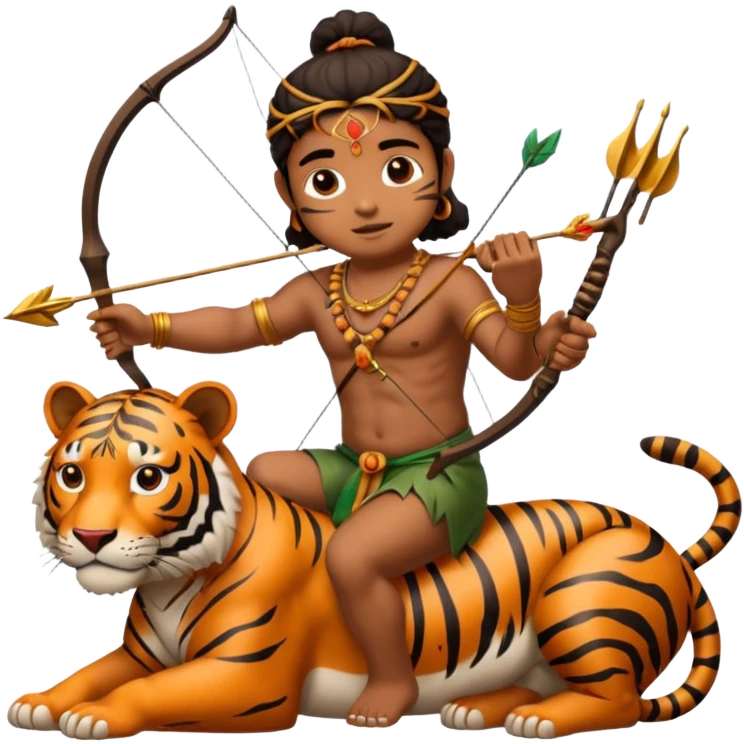 Ayyappa sitting on tiger with bow and arrow emoji