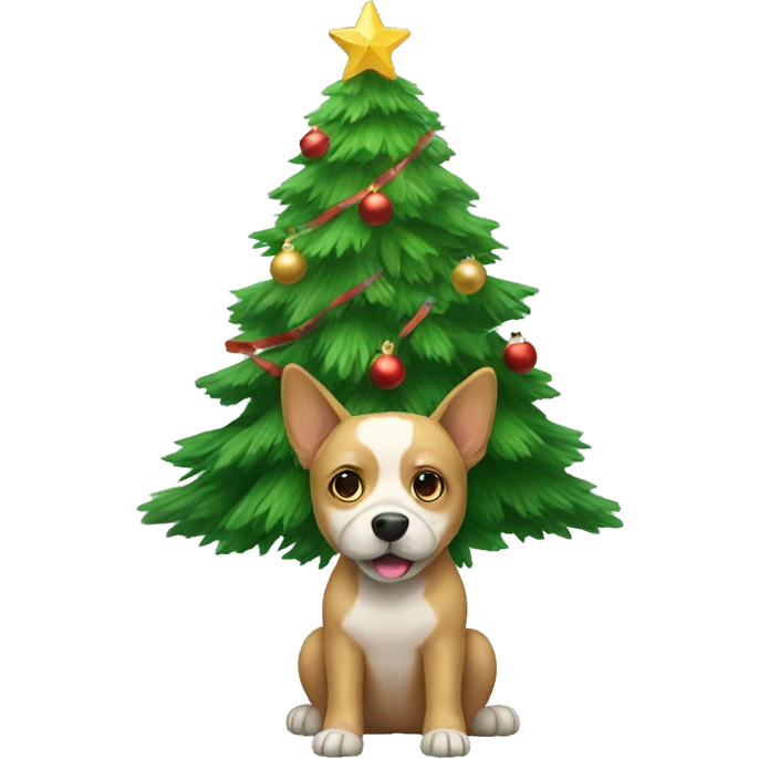 dogs with christmas tree emoji