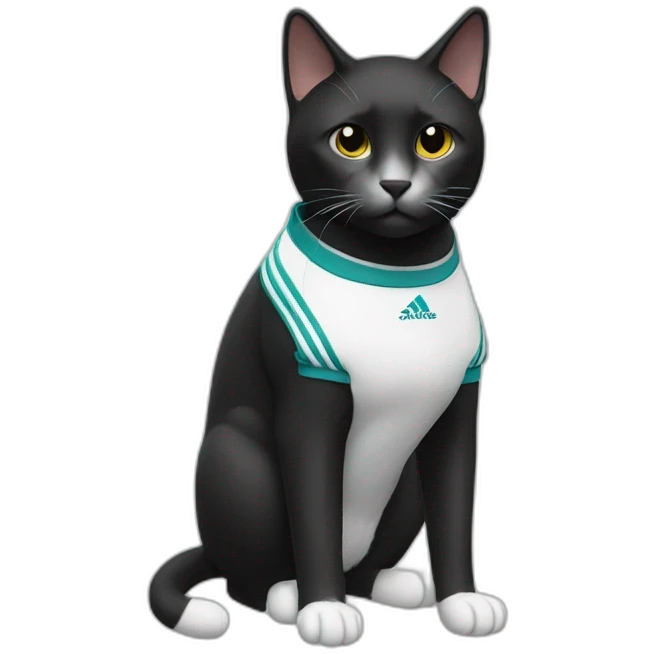 Black and white cat with adidas sportwear emoji
