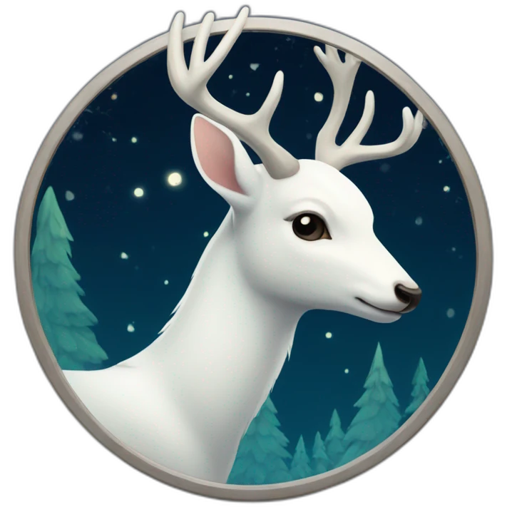 white deer in the night mirror emoji
