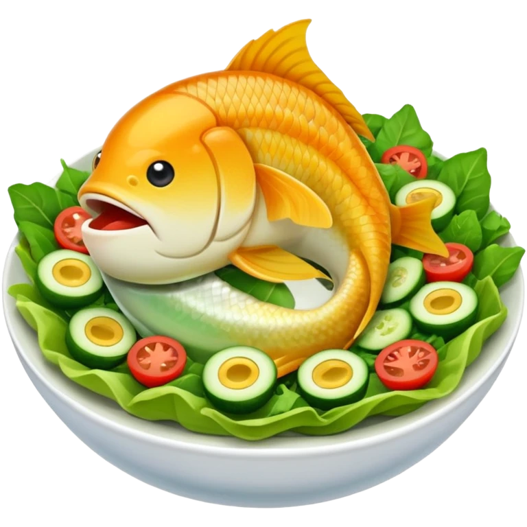 buatkan emoji salad namun berbentuk ikan 🐟 yang chubby untuk discord emoji tentang mancing untuk announcement  emoji