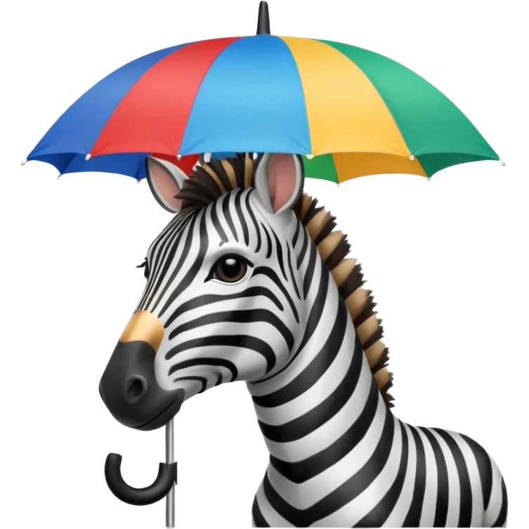 zebra with rgb umbrella closeup view emoji