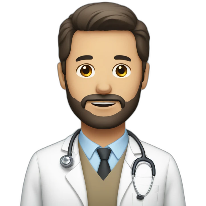 white doctor brown beard and short black hair on the head emoji