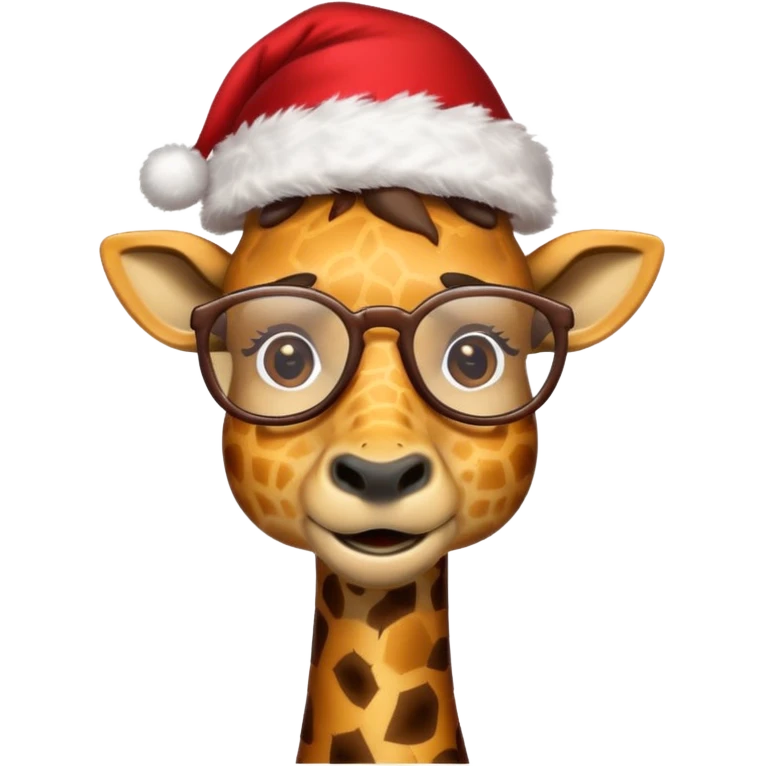 Giraffe santa cap and glasses 
 emoji