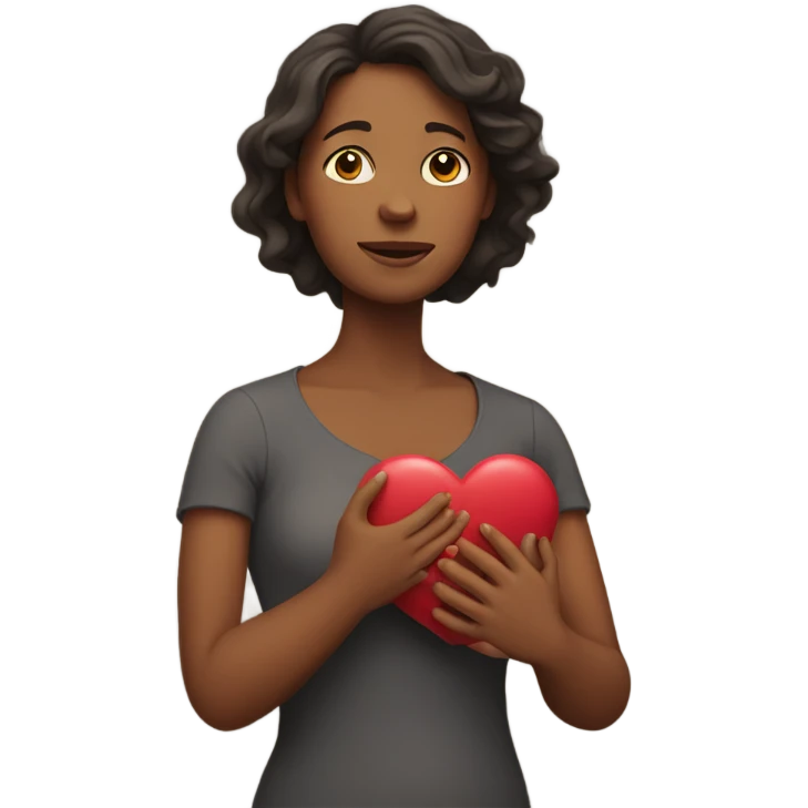 Mother holds her heart in her arm emoji