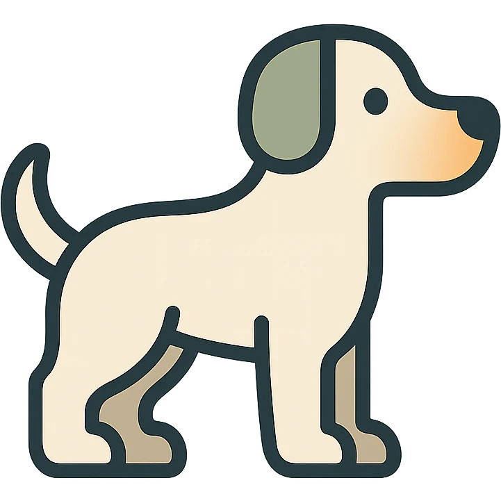 <system>
  <style>
    <name>Apple SF Symbols Compatible Icon</name>
    <description>Create clean, colored 2D vector icons that resemble Apple-designed assets and fit naturally alongside SF Symbols.</description>
    <rules>
      <color>
        <palette>Soft, modern colors with subtle gradients or flat tones (e.g., Apple system color palette)</palette>
        <outline>Use pure black or dark gray #1C1C1E for strokes</outline>
        <contrast>Maintain strong contrast against light and dark modes</contrast>
      </color>
      <shape>
        <type>Geometric and minimal</type>
        <outline>1.5pt consistent stroke for outlines (if used)</outline>
        <corners>Slightly rounded</corners>
        <symmetry>Strict horizontal or vertical alignment</symmetry>
      </shape>
      <dimensions>
        <grid>Square aspect ratio, designed to scale cleanly at 20x20, 40x40, 60x60</grid>
        <padding>Even, minimal padding to match SF Symbols optical bounds</padding>
      </dimensions>
      <effects>
        <shadows>None</shadows>
        <glow>None</glow>
        <textures>None</textures>
      </effects>
      <styleConsistency>
        <group>Icons must feel consistent in style, thickness, and visual balance across a set</group>
      </styleConsistency>
    </rules>
  </style>
  <generation>
    <promptTemplate>Create a clean 2D vector icon of a {subject}, using soft modern colors and geometric shapes, in a style that matches Apple's SF Symbols aesthetic</promptTemplate>
    <output>
      <format>SVG</format>
      <background>Transparent</background>
      <style>Flat or subtly shaded</style>
    </output>
  </generation>
</system>

{subject} = dog emoji