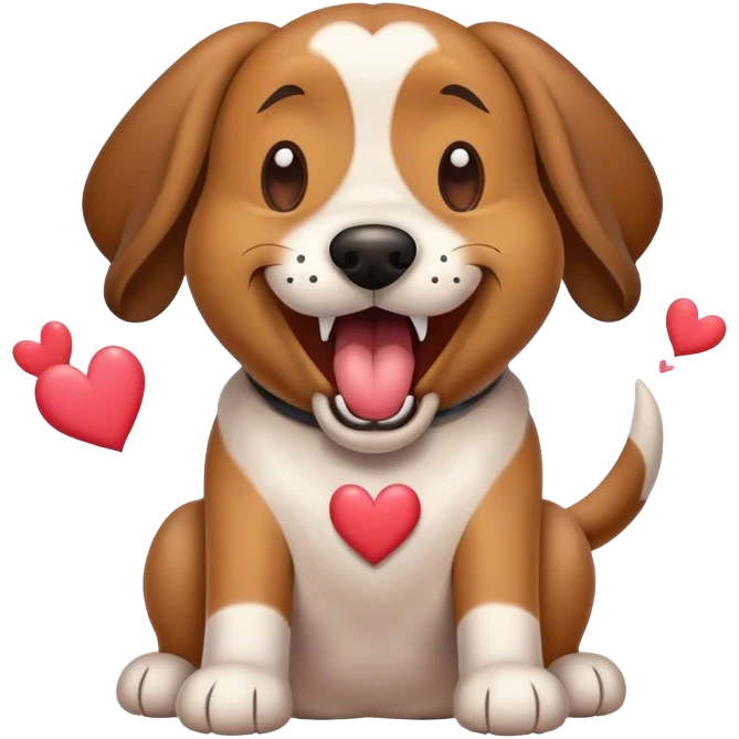 Hound dog yelling with hearts emoji