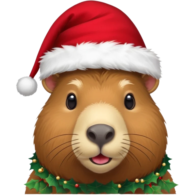 a capybara with a christmas hat emoji