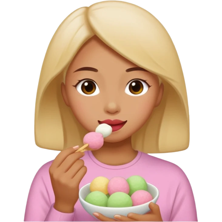 woman eating mochi emoji