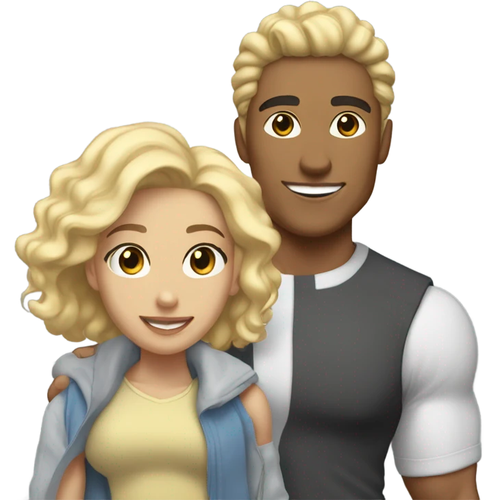 Lightskin man and white woman with blonde hair couple emoji
