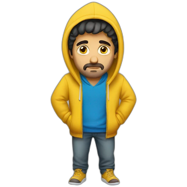 Armenian men  with yellow hoodie and sleepy face emoji