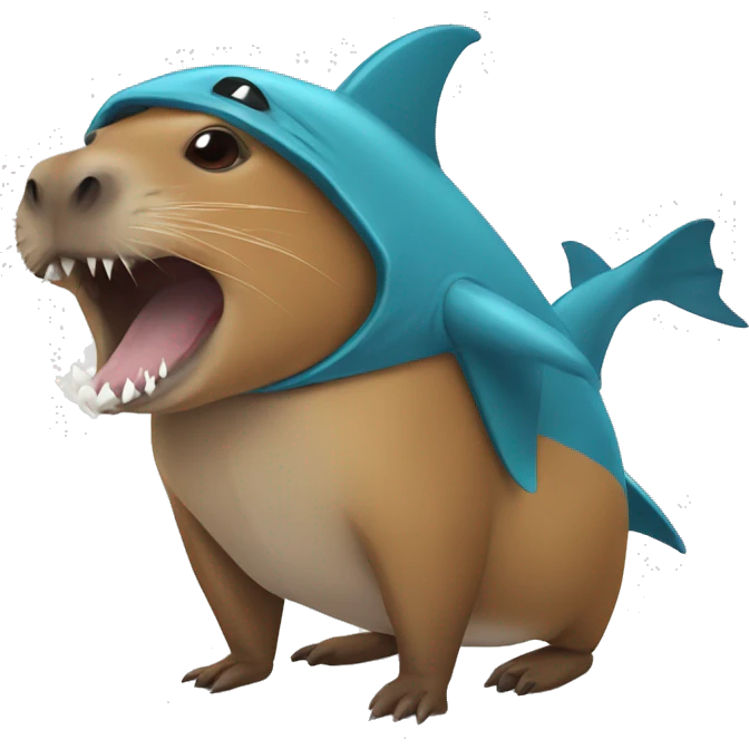 Capybara wearing a shark costume  emoji
