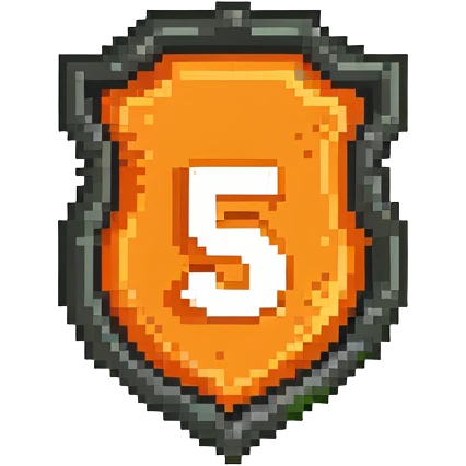 Detailed HTML5 logo with orange shield and white '5' in pixelated retro style emoji