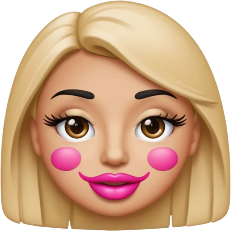 Standard emoji with pink pout lips and thick eyelashes emoji