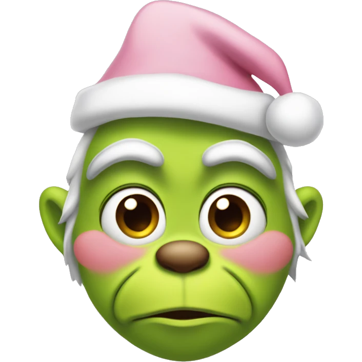 Grinch with a light pink santa hat emoji