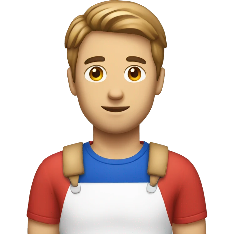 A French man with a baguette and blue white red tshirt emoji