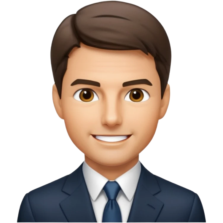 Illustrate Tom Cruise in a suit with sharp look & short hair. emoji