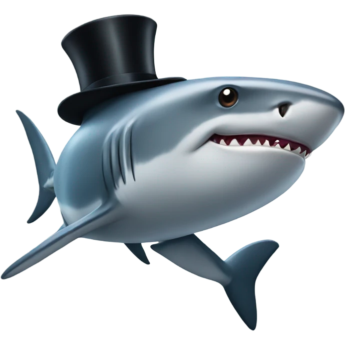 Shark with a top hat emoji