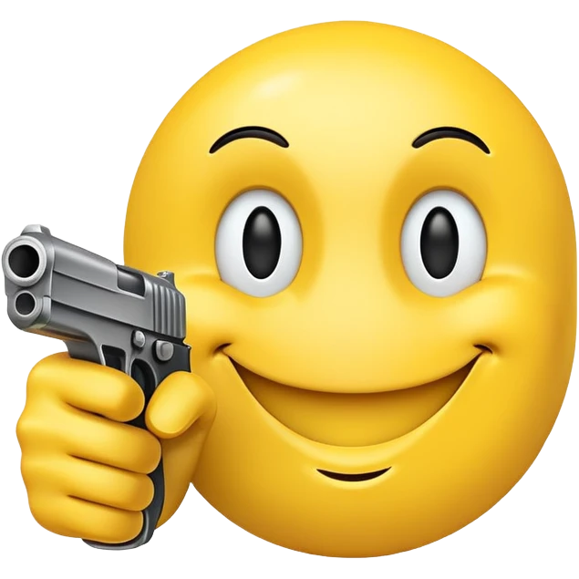  smiley face with sideward pointing finger gun emoji
