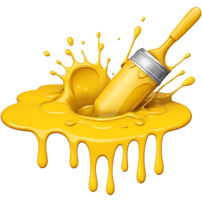 paint splatter, spilled paint, yellow color. emoji