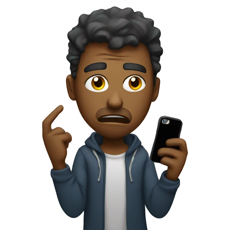 frustrated musician holding his phone emoji