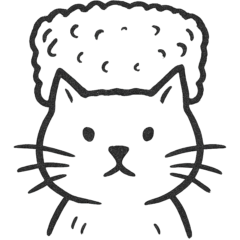 cat wearing a papakha, hand-drawn sketch style, minimal lines emoji