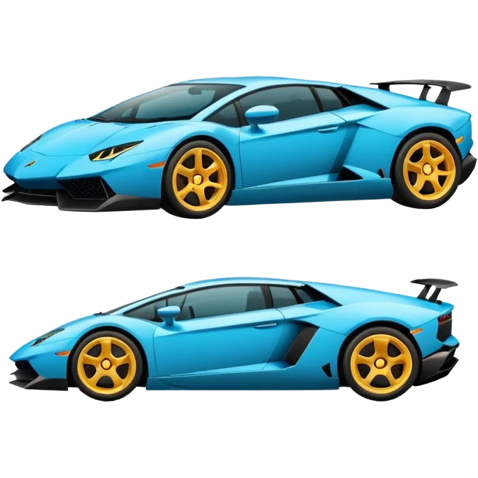 "Create a simple, flat 2D vector emoji of a Lamborghini car in Apple's iOS emoji style. The car should have solid colors, clean lines, no gradients or 3D effects. Use basic shapes with smooth curves, a white background, and position the car side-on, similar to Apple's car emoji design."
 emoji