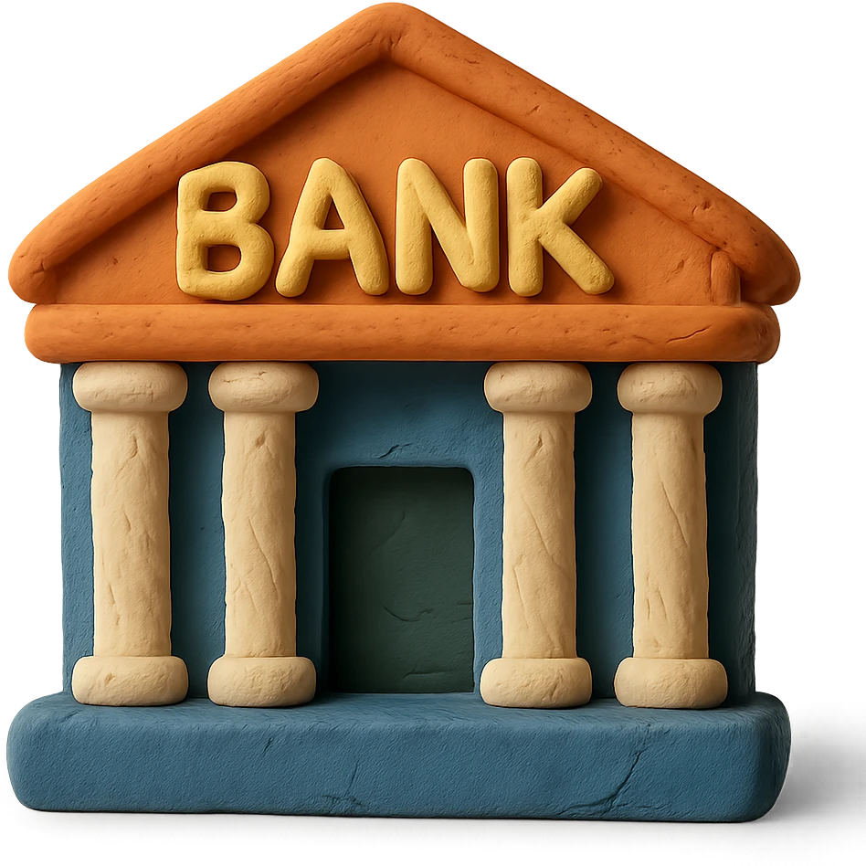 claymation style bank building emoji