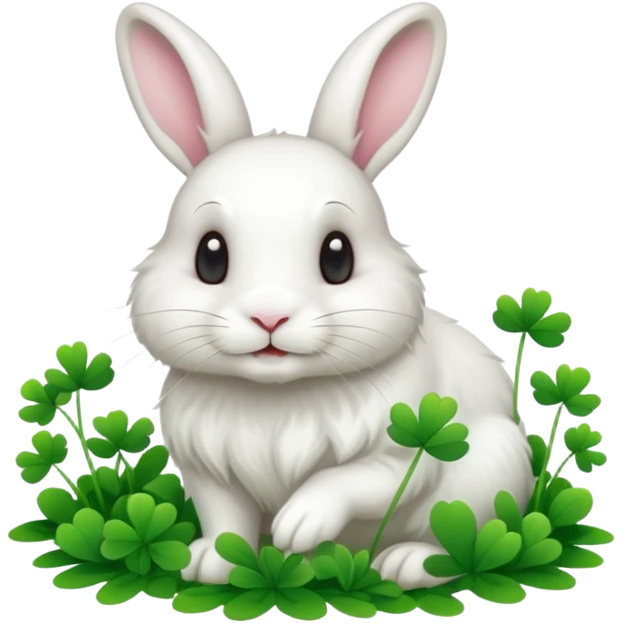 A fluffy rabbit nibbling on a small clover patch.












































 emoji