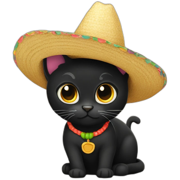 À black cat with a sombrero emoji