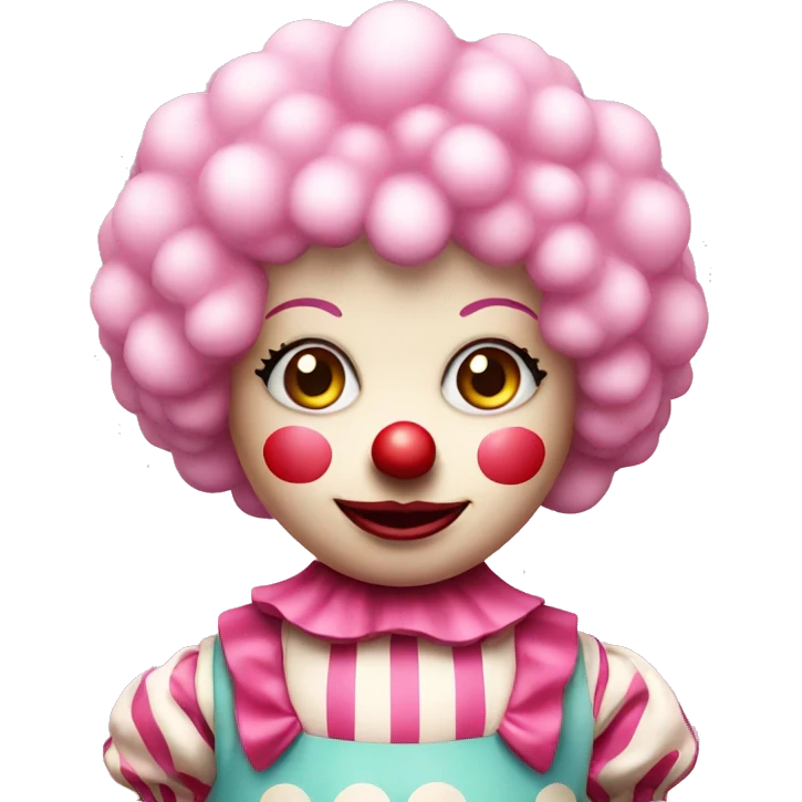 cute pink clown doll emoji