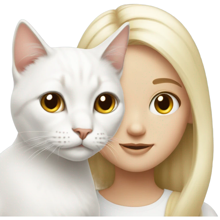 white cat with blonde girl emoji