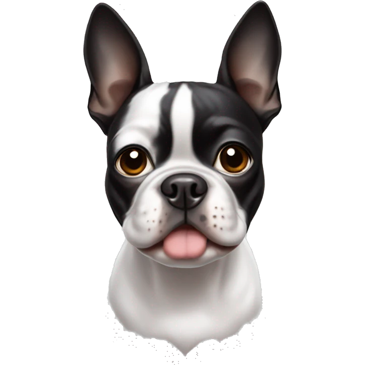 Boston Terrier with a wider face, white down the center emoji