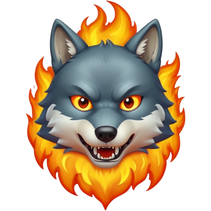 angry wolf on fire emoji
