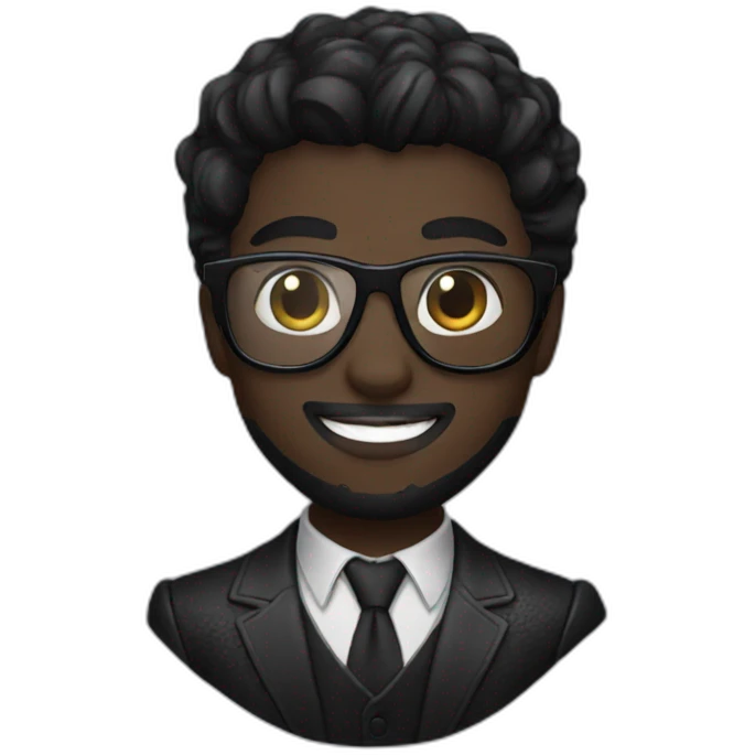 Black panther with glass and black suit emoji